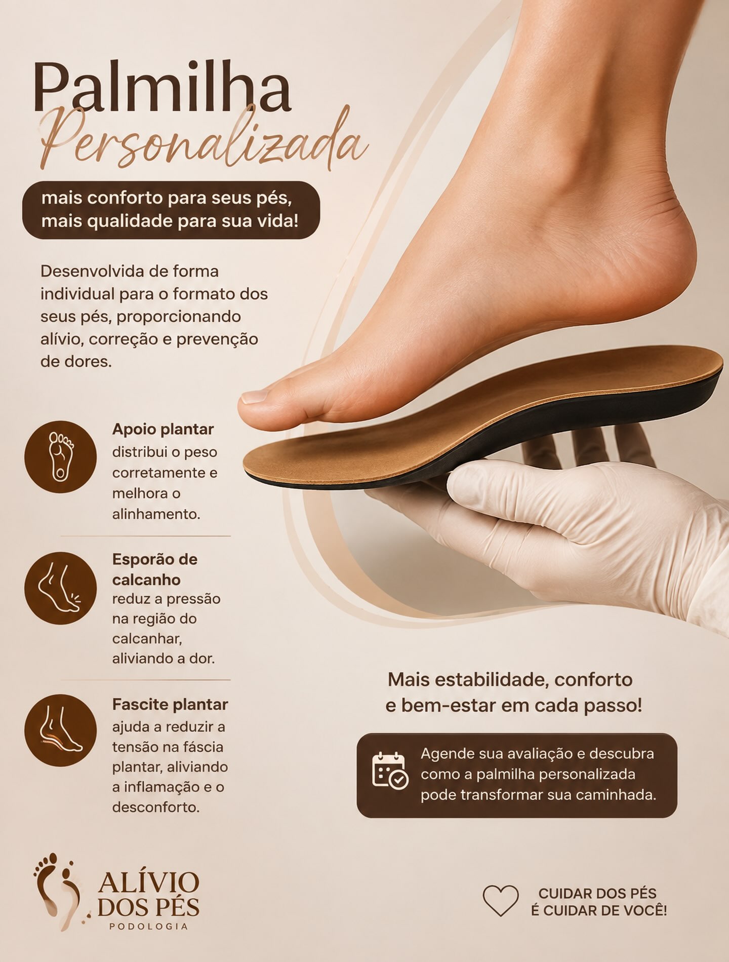 Arte da clínica sobre palmilha personalizada